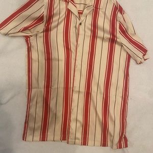 ASOS men’s striped shirt. Cream, red, black stripes.